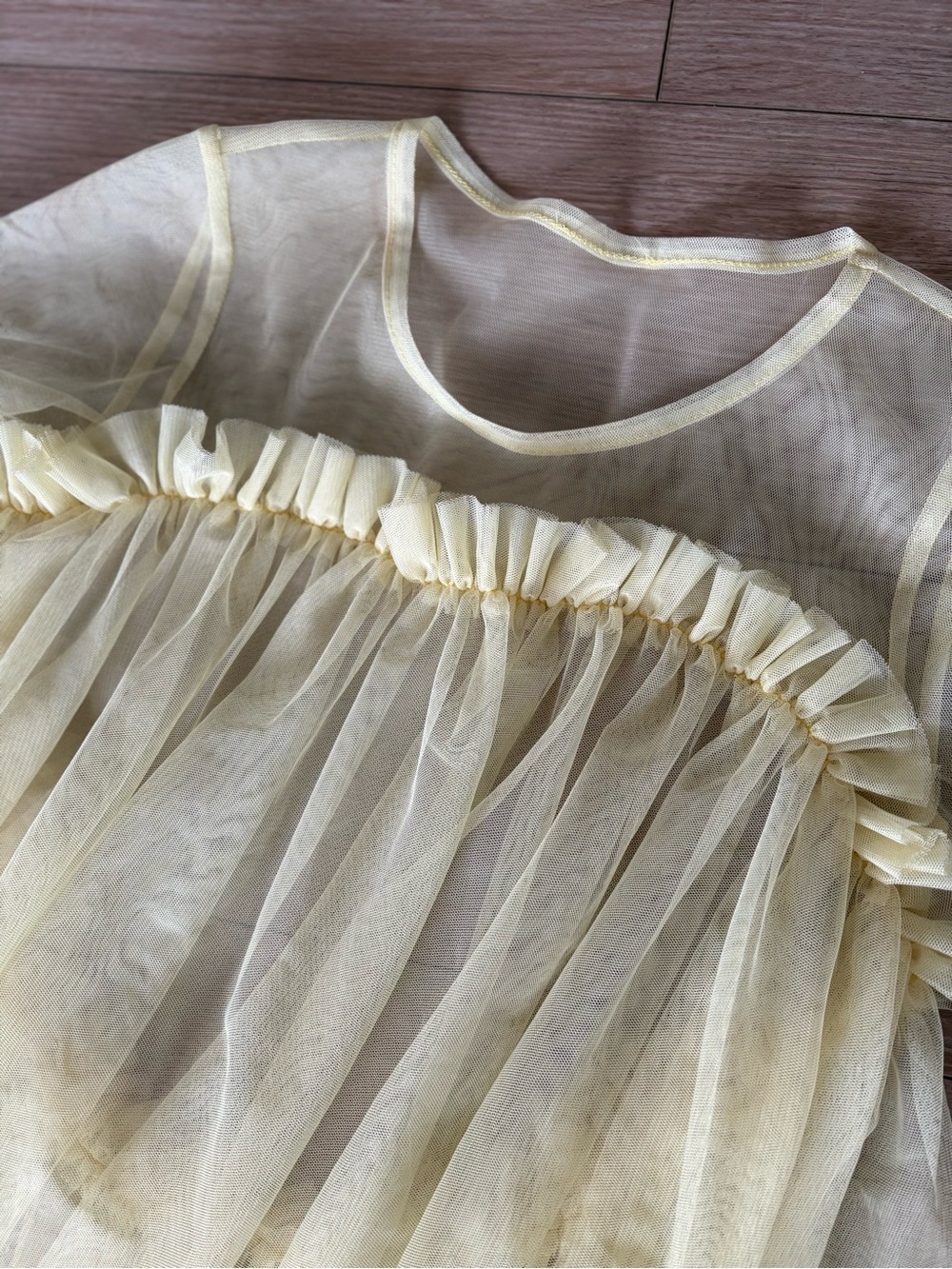 Free People Pale Yellow Layered Tulle Blouse - Picture 2 of 3